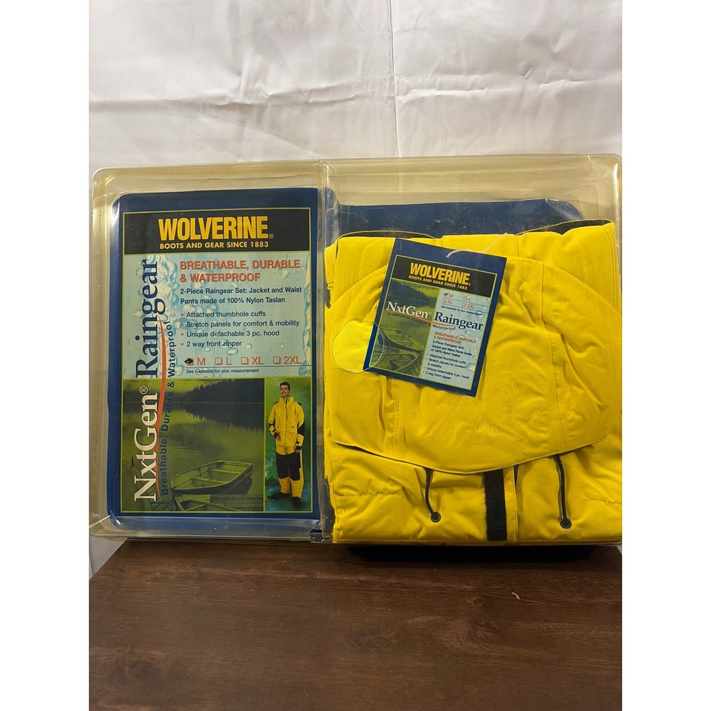 Wolverine NxtGen Raingear Mens Medium Yellow 2-Piece Waterproof‎ Rain Suit NOS